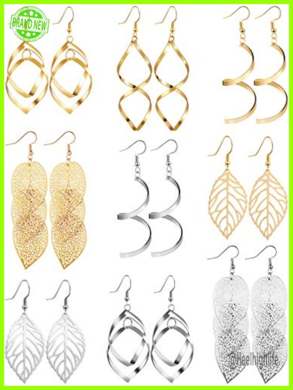 9 Pairs Boho Drop Dangle Earrings Alloy French Wire Set